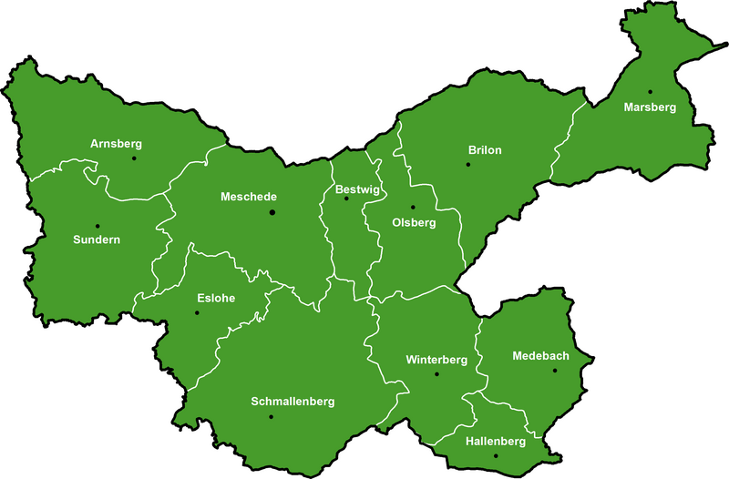 Der Hochsauerlandkreis mit seinen Städten und Gemeinden