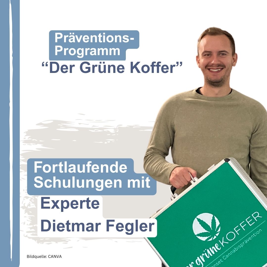 Präventionsexperte Dietmar Fegler mit dem Cannabis-Präventions-Methoden-Koffer