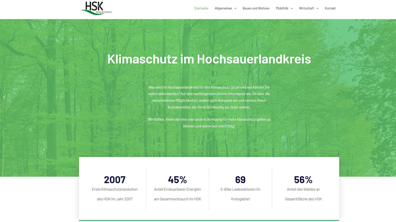 Klimaschutz im HSK: Neues Internetportal www.klimaschutz-hsk.de der Kreisverwaltung